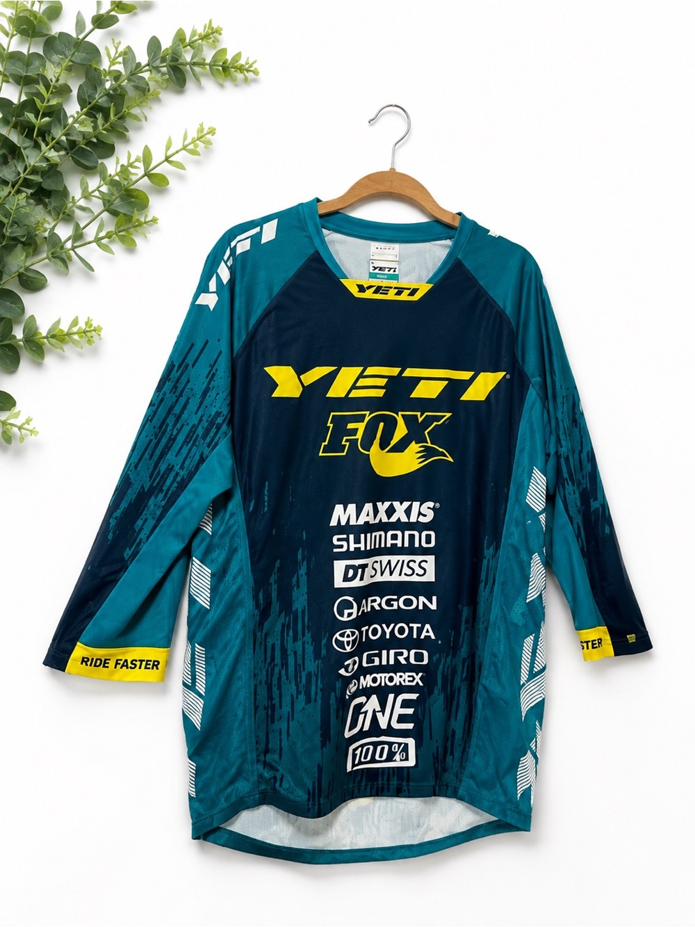 LIKE NEW Yeti Teal and Navy MX Racing Jersey with Yellow Logos